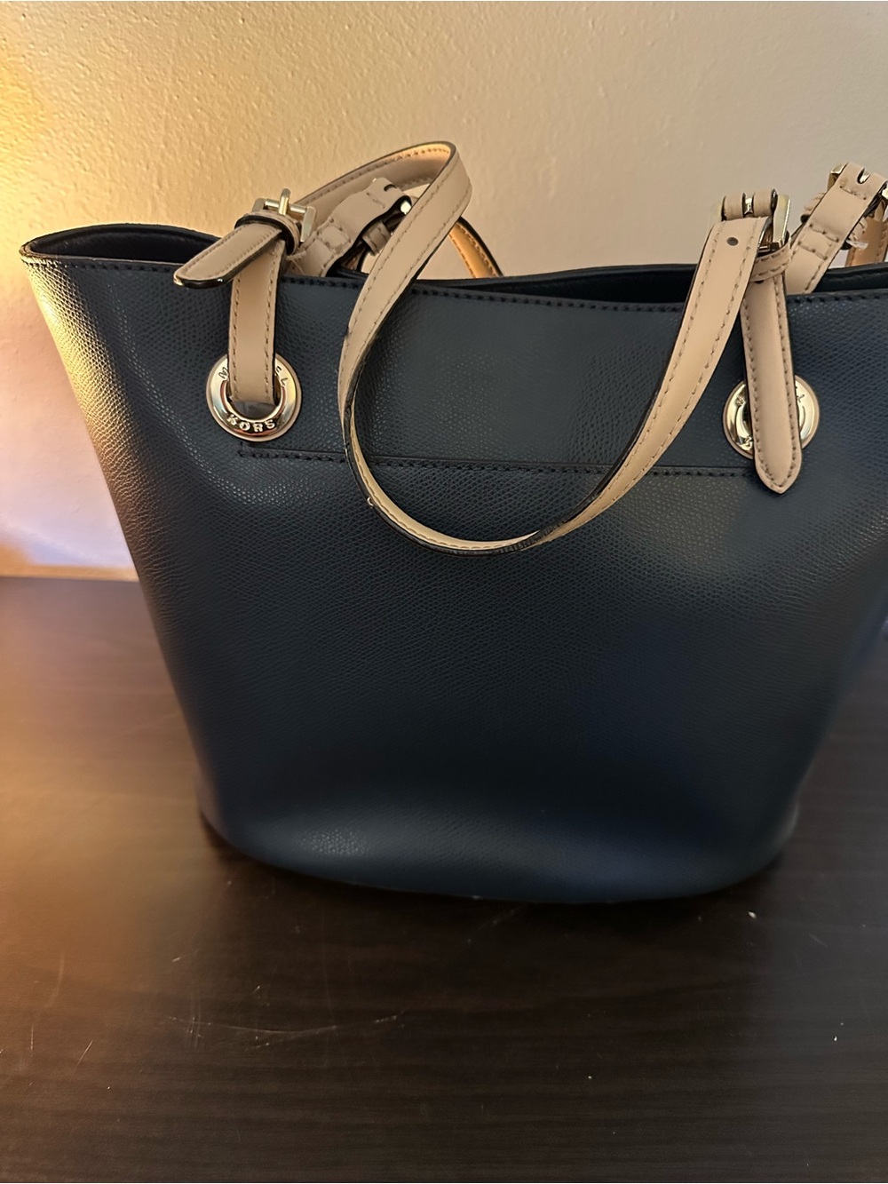 Michael Kors Navy and Tan Leather Tote